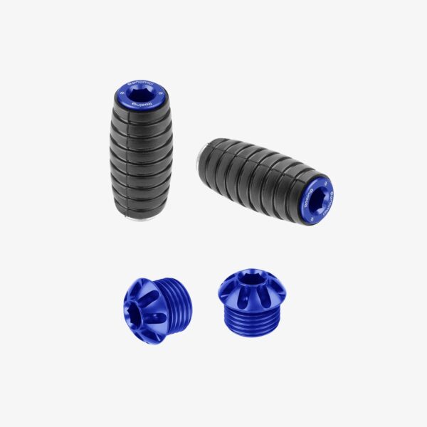 Bonamici Racing Aluminum pair of colored caps and front pegs - BLUE