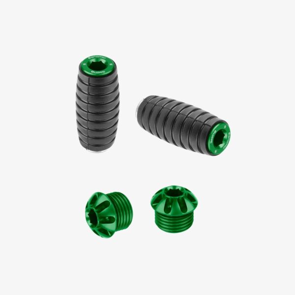 Bonamici Racing Aluminum pair of colored caps and front pegs - GREEN