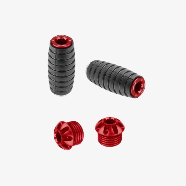 Bonamici Racing Aluminum pair of colored caps and front pegs - RED