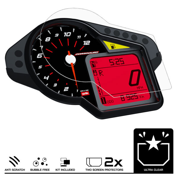 Speedo Angels Dashboard Screen Protector For APRILIA DORSODURO 750 / 1200 (2008-) 2 x Ultra Clear - Image 3