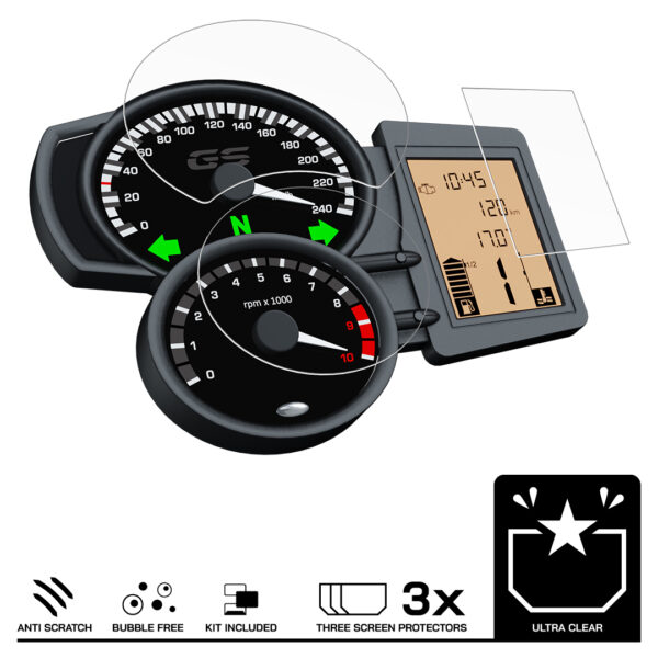 Speedo Angels Dashboard Screen Protector For BMW F700GS (2013-) 3 x Ultra Clear - Image 3