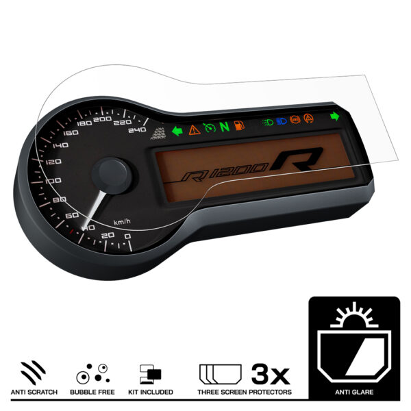 Speedo Angels Dashboard Screen Protector For BMW R1200 R/RS (2015-) 3 x Anti Glare - Image 3