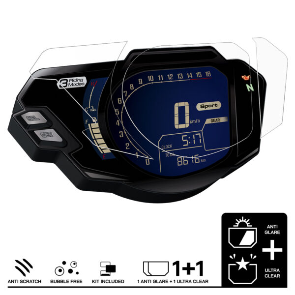 Speedo Angels Dashboard Screen Protector For HONDA CBR250RR (2019-) 1 x Ultra Clear 1 x Anti Glare - Image 3