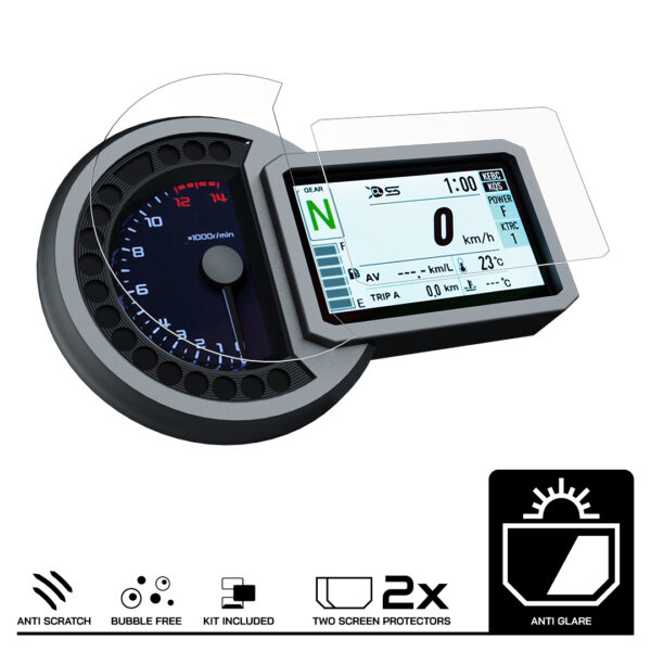 Speedo Angels Dashboard Screen Protector For KAWASAKI H2 SX (2018-) 2 x Anti Glare - Image 3