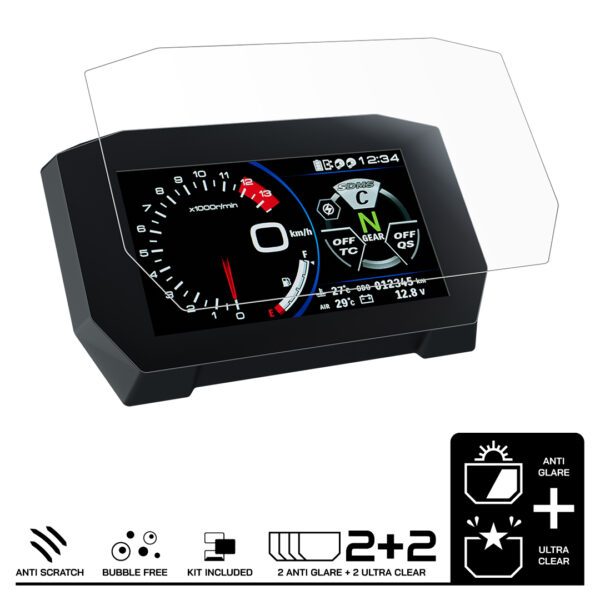 Speedo Angels Dashboard Screen Protector For KAWASAKI H2 SX (SE) (2022-) 2 x Ultra Clear 2 x Anti Glare - Image 3