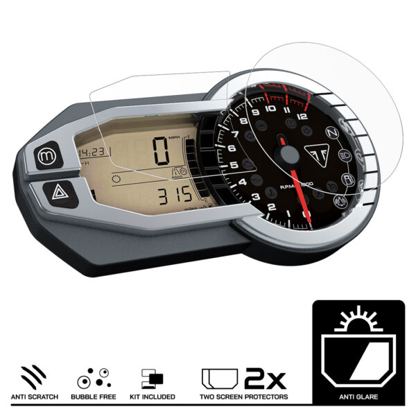 Speedo Angels Dashboard Screen Protector For TRIUMPH TIGER 800 / 1200 EXPLORER (2012-2016) 2 x Anti Glare - Image 3