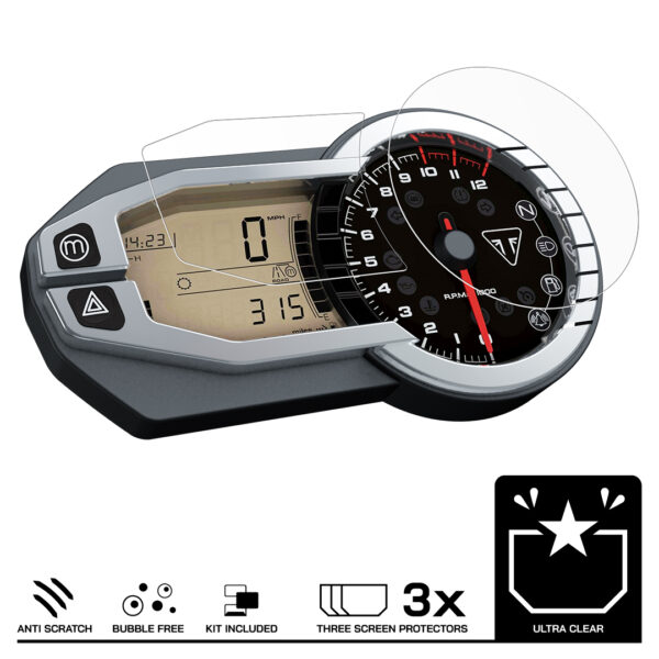 Speedo Angels Dashboard Screen Protector For TRIUMPH TIGER 800 / 1200 EXPLORER (2012-2016) 3 x Ultra Clear - Image 3