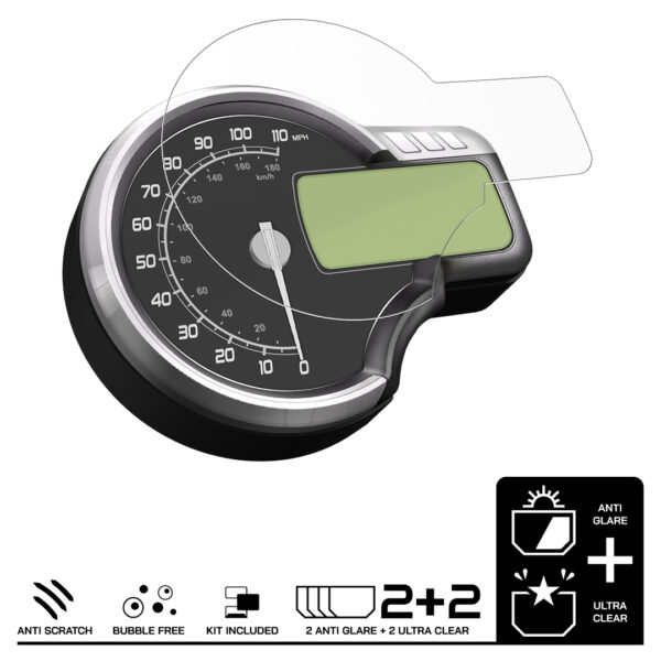 Speedo Angels Dashboard Screen Protector For TRIUMPH SCRAMBLER 400 X (2024-) 2 x Ultra Clear 2 x Anti Glare - Image 3