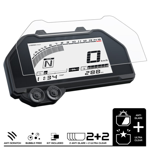 Speedo Angels Dashboard Screen Protector For YAMAHA MT-03 (2020-) 2 x Ultra Clear 2 x Anti Glare - Image 3