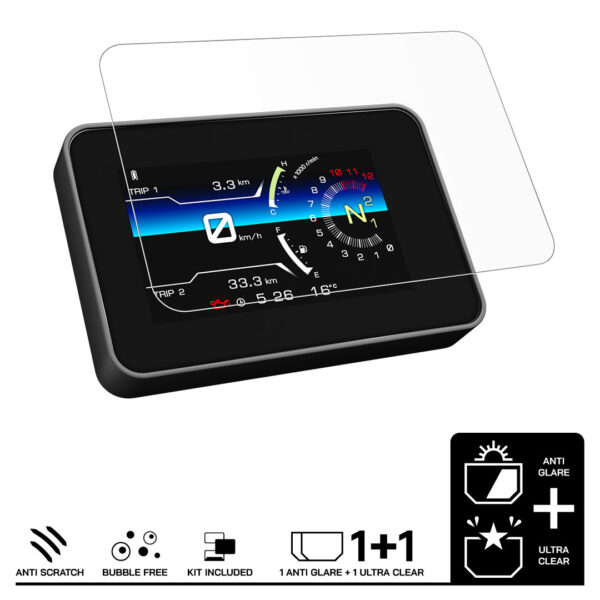 Speedo Angels Dashboard Screen Protector For YAMAHA MT-07 (2023-) 1 x Ultra Clear 1 x Anti Glare - Image 3