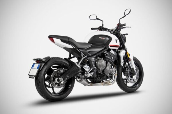 Zard Homologated Exhaust For Triumph Trident 660 (2021 - Onwards) - Stainless Steel With Titanium Sleeve, Satin - Image 3