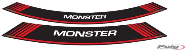 Puig KIT 8 RIM STRIPS MONSTER C/RED