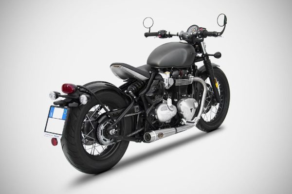 Zard Stainless Steel Slip-On Exhaust For Triumph Bobber 1200 (2017 - 2020) - Street Version, Black