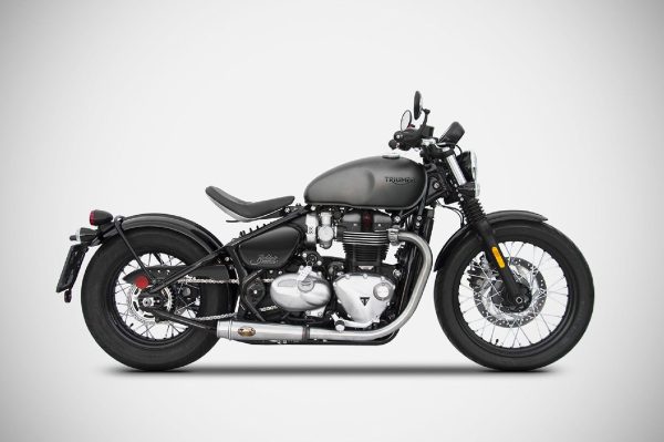 Zard Stainless Steel Slip-On Exhaust For Triumph Bobber 1200 (2017 - 2020) - Racing Version, Black - Image 3