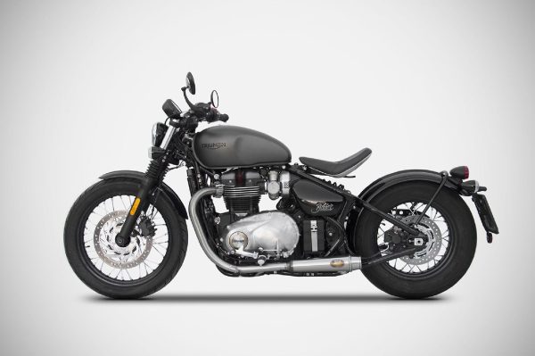 Zard Stainless Steel Slip-On Exhaust For Triumph Bobber 1200 (2017 - 2020) - Racing Version, Black - Image 4