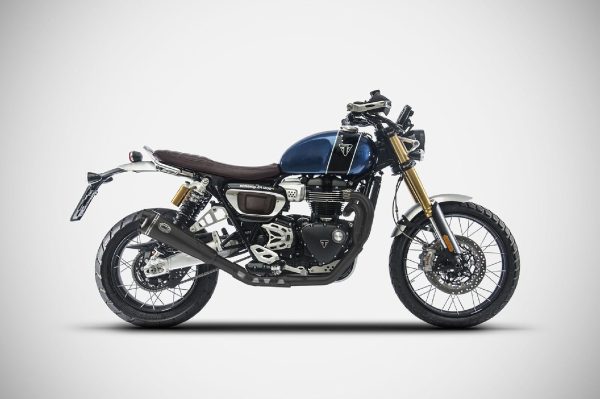 Zard Stainless Steel Full Exhaust For Triumph Scrambler 1200 (2021 - 2023) - Street Version - Black