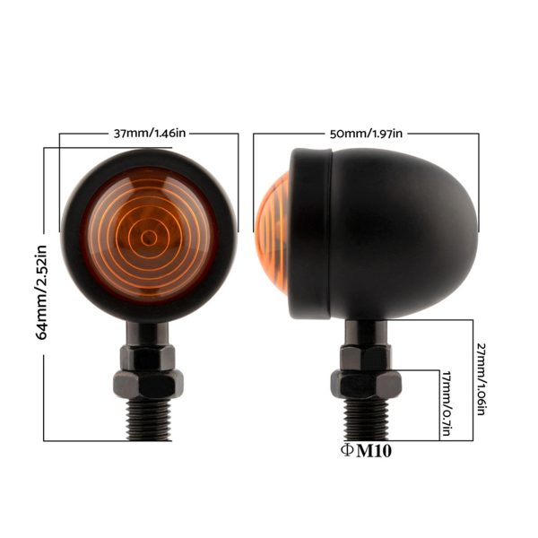 4x Chrome Motorcycle Amber Bullet Turn Signal Indicators Blinkers Universal Lamp - Image 2