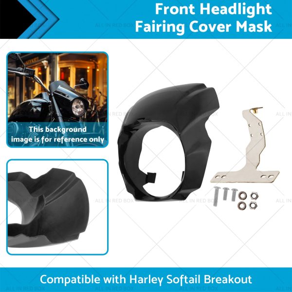 1x Front Headlight Fairing Cover Mask Suitable for Harley Softail Breakout 18-23 - Image 2