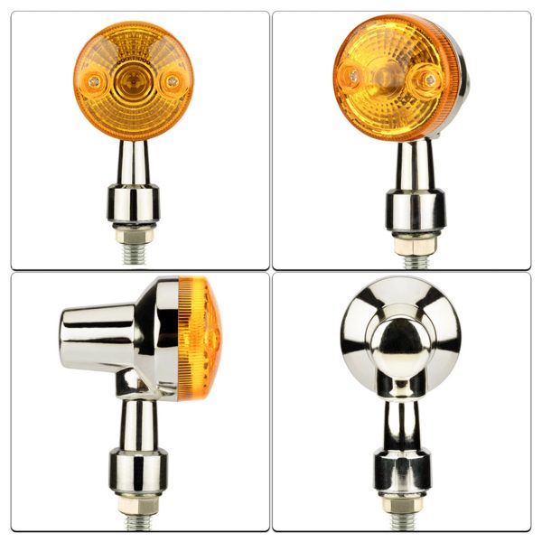 4x Chrome Motorcycle Turn Signal Lights Amber Indicators Blinker Universal Bulb - Image 4