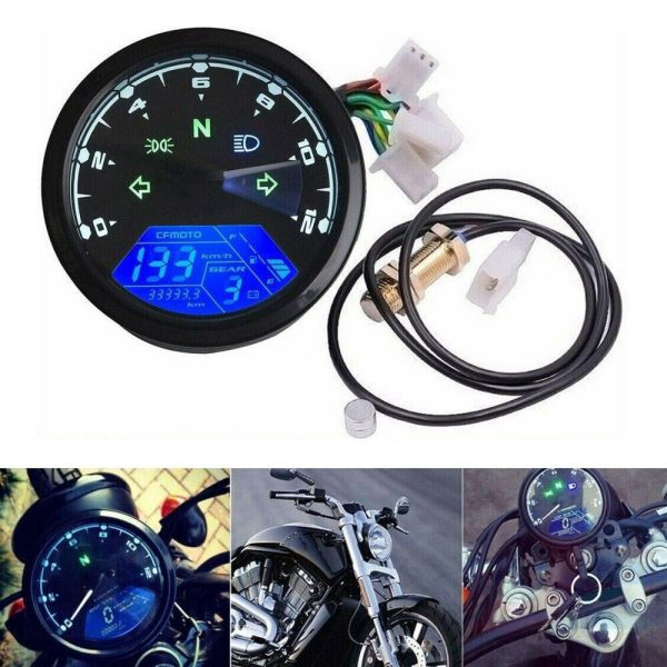 Universal Digital Motorcycle Odometer Speedometer Tachometer Gauge LCD Backlight - Image 4