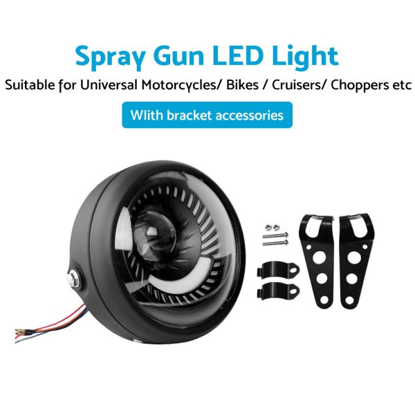 Motorcycle 6. 5inch LED Headlight Spiral Side Mount Bracket Suitable For Cafe Racer - Image 6