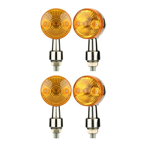 4x Chrome Motorcycle Turn Signal Lights Amber Indicators Blinker Universal Bulb - Image 3