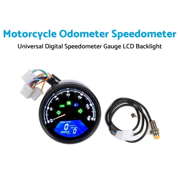 Universal Digital Motorcycle Odometer Speedometer Tachometer Gauge LCD Backlight - Image 2