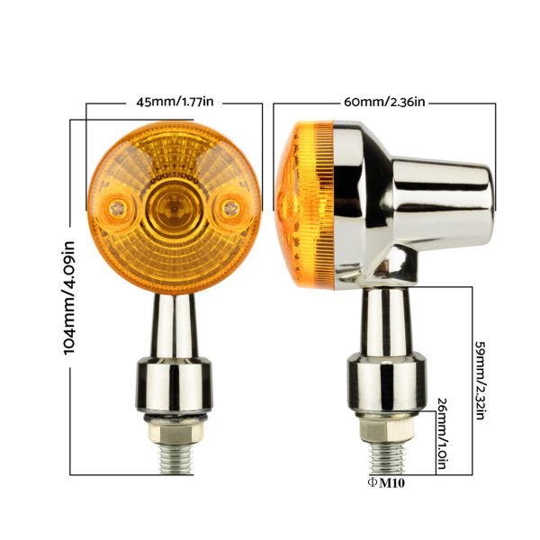 4x Chrome Motorcycle Turn Signal Lights Amber Indicators Blinker Universal Bulb - Image 2
