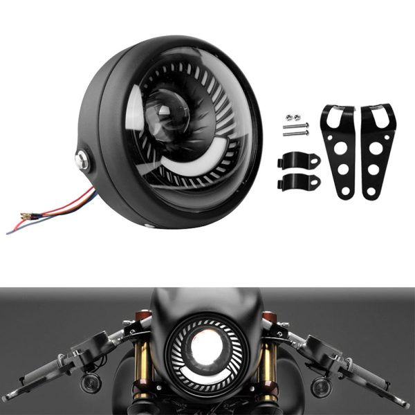 Motorcycle 6. 5inch LED Headlight Spiral Side Mount Bracket Suitable For Cafe Racer - Image 3