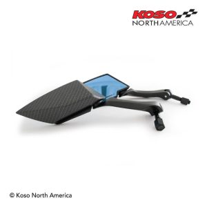Koso TT-STYLE - MIRRORS -BLUE LENS/CARBON LOOK MATT STEM 10MM