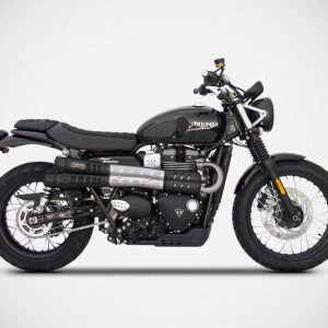 Zard Six Days Stainless Steel Slip-On Exhaust For Triumph Scrambler 900 (2021 - Onwards) - Racing Version With Black Heat Shield